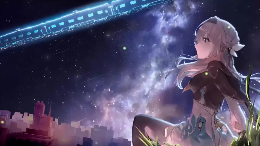 4k崩坏壁纸-星空 - 流萤-草地「哲风壁纸」