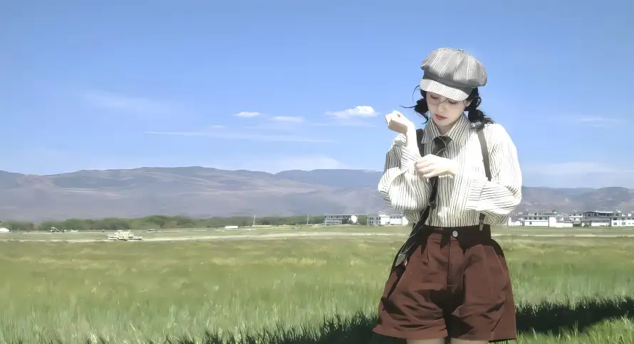 2k田野壁纸-白鹿 - 草地-蓝天「哲风壁纸」