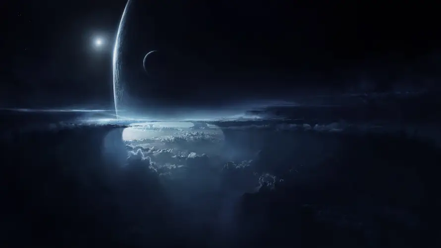 4k宇宙壁纸 - 山崖 - 星球 - 月亮「哲风壁纸」