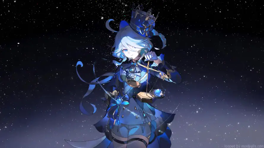 4k原神壁纸-芙宁娜 - 星空背景-游戏角色「哲风壁纸」