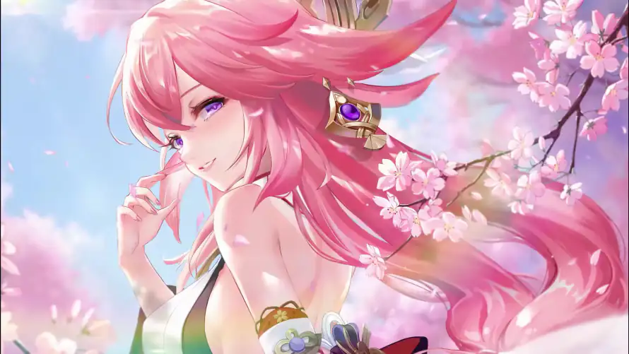 4k原神壁纸-樱花 - 二次元-八重神子「哲风壁纸」