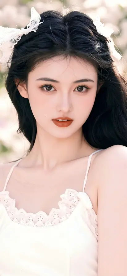 4k清新壁纸 - 纯白 - 美女 - 花饰「哲风壁纸」