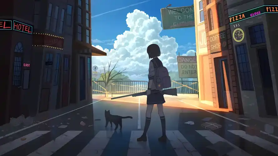 2k动漫壁纸-jk - 少女-巷子「哲风壁纸」