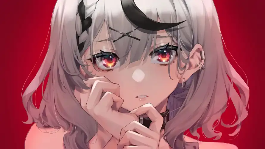 2k红瞳壁纸-银发 - 二次元-美少女「哲风壁纸」