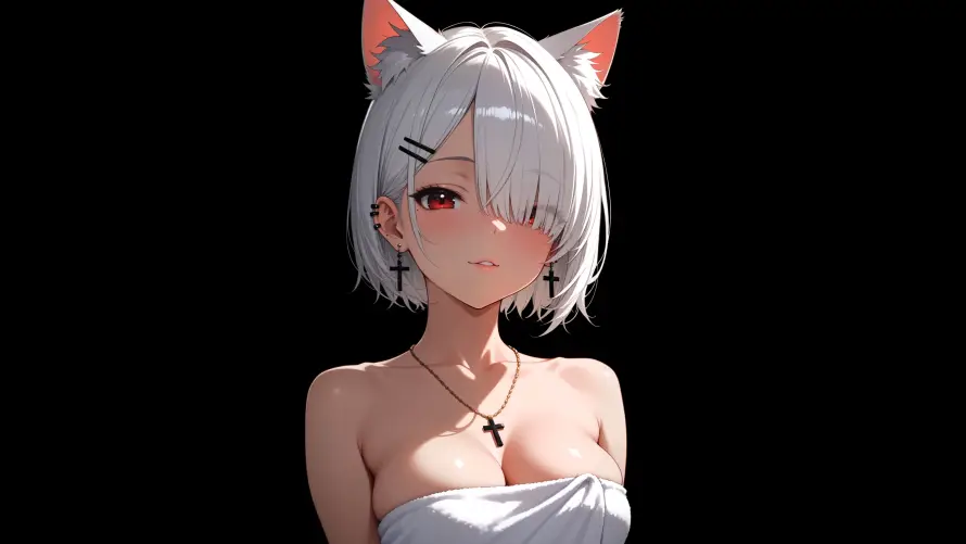 4k动漫壁纸-黑 - 少女-猫耳「哲风壁纸」