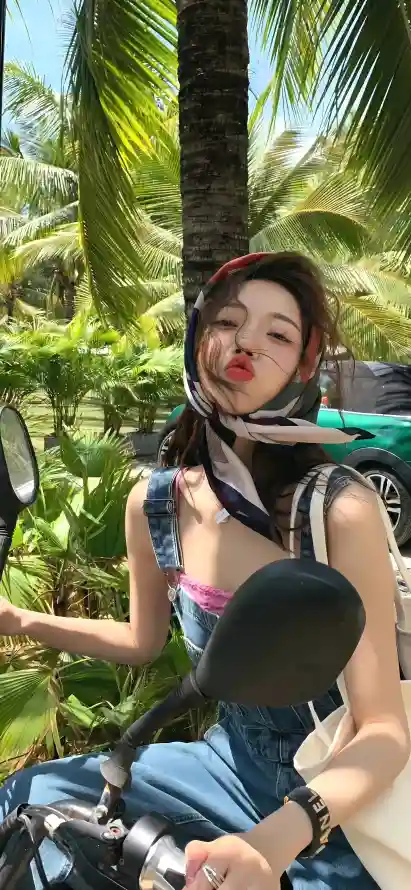 4k头巾壁纸 - 度假 - 绿植 - 美女「哲风壁纸」
