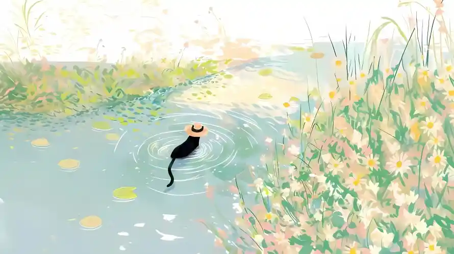 3k小猫壁纸-河水 - 溪流-花丛「哲风壁纸」