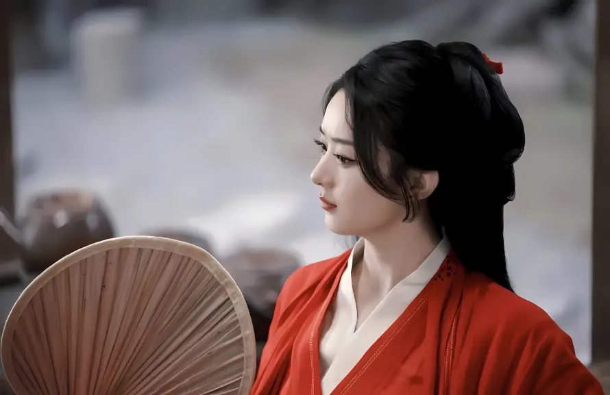 2k侧颜壁纸-古装 - 古风-扇子「哲风壁纸」