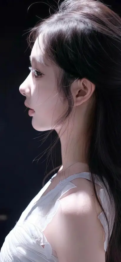 4k侧脸壁纸 - 美女 - 暗背景 - 手机壁纸「哲风壁纸」