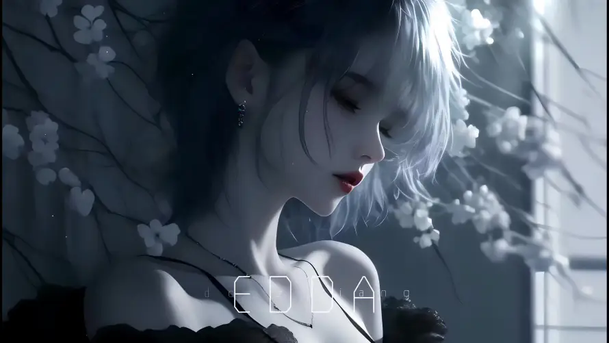 4k冷白壁纸-插画 - 灰调-美女「哲风壁纸」