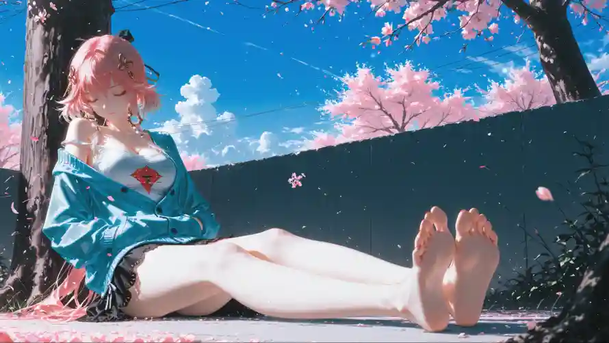3k女孩壁纸-樱花 - 粉发-美女「哲风壁纸」