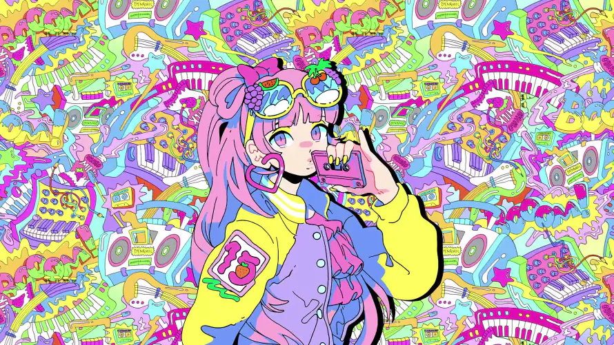 4k动漫壁纸-女孩 - 卡通背景-彩色图案「哲风壁纸」