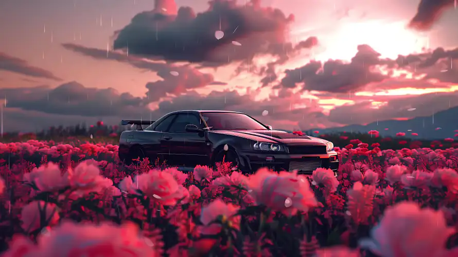 4k天空壁纸-山脉 - 花海-跑车「哲风壁纸」