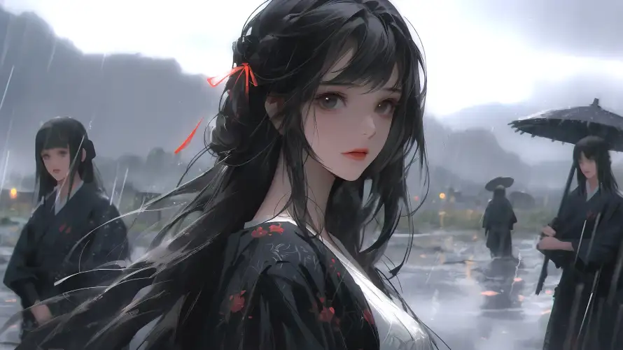 2k12壁纸-1 - 雨天-动漫人物「哲风壁纸」