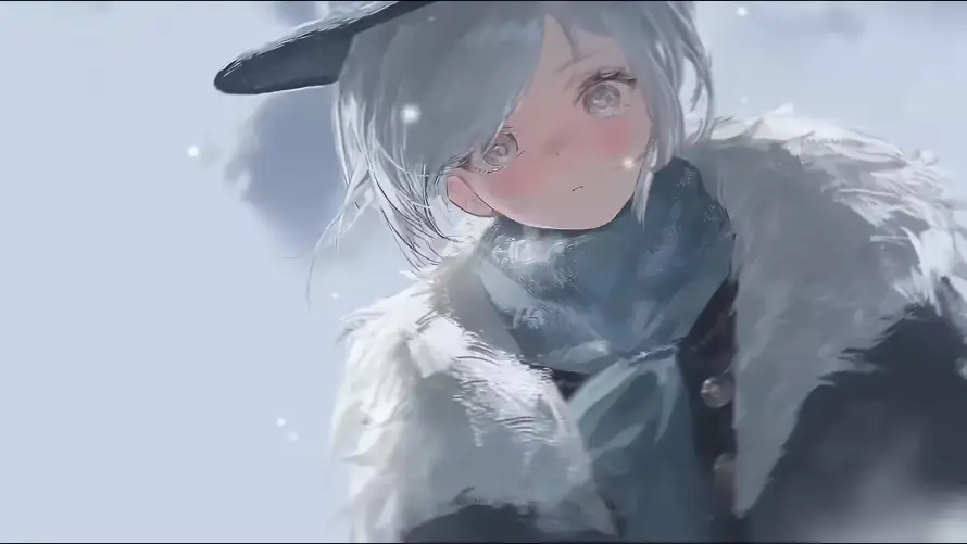 4k冬日壁纸-围巾 - 少女-毛领「哲风壁纸」