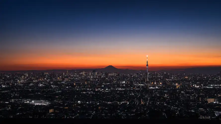 4k城市壁纸-夜景 - 晚霞-灯光「哲风壁纸」
