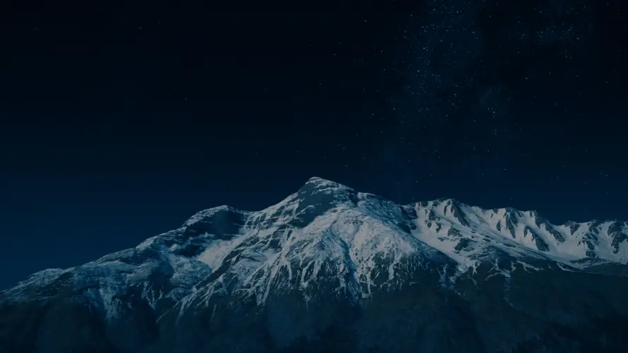 2k夜晚壁纸-夜空 - 山脉-雪山「哲风壁纸」