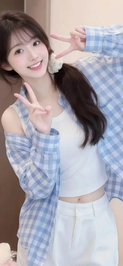 4k比耶壁纸 - 清纯 - 美女 - 露肩「哲风壁纸」