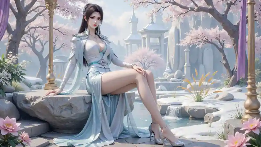 3k云韵壁纸-古风 - 樱花-长裙「哲风壁纸」