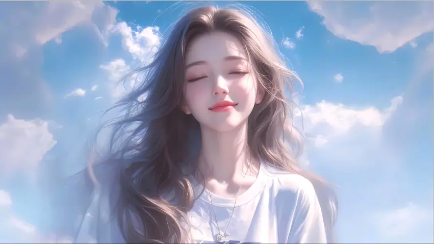 3k女孩壁纸-清新 - 白云-蓝天「哲风壁纸」