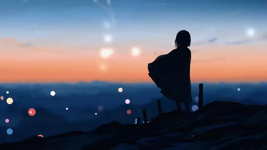 4k光斑壁纸-剪影 - 夜景-山峰「哲风壁纸」