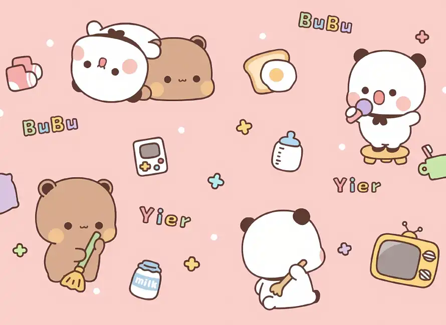 2k卡通壁纸-可爱 - 奶瓶-小熊「哲风壁纸」