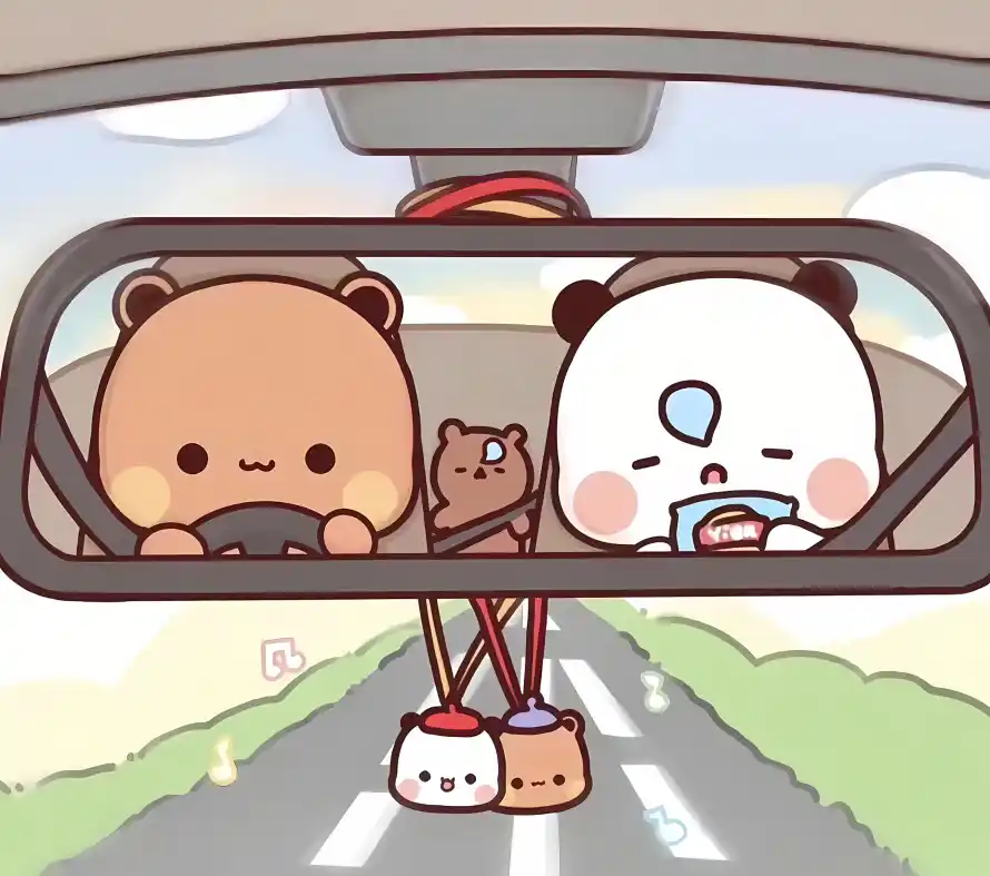2k卡通壁纸-小熊 - 开车-熊猫「哲风壁纸」