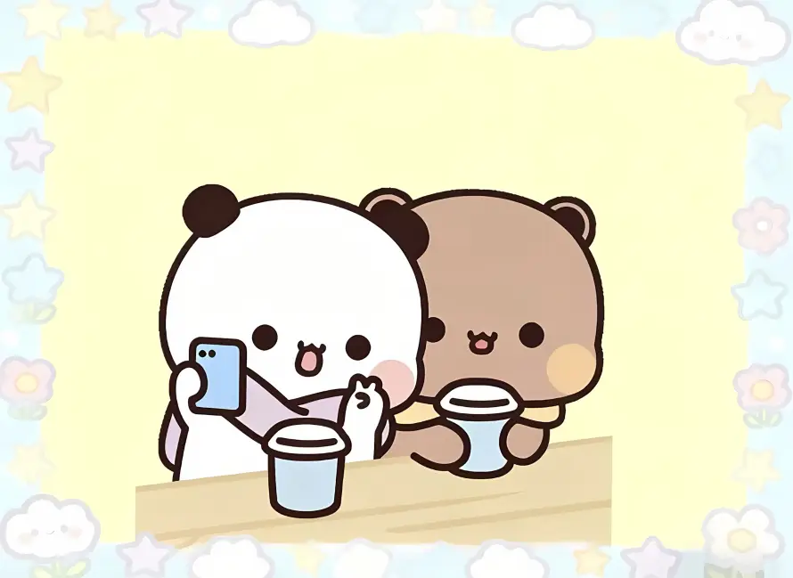 2k卡通壁纸-可爱 - 奶茶-小熊「哲风壁纸」