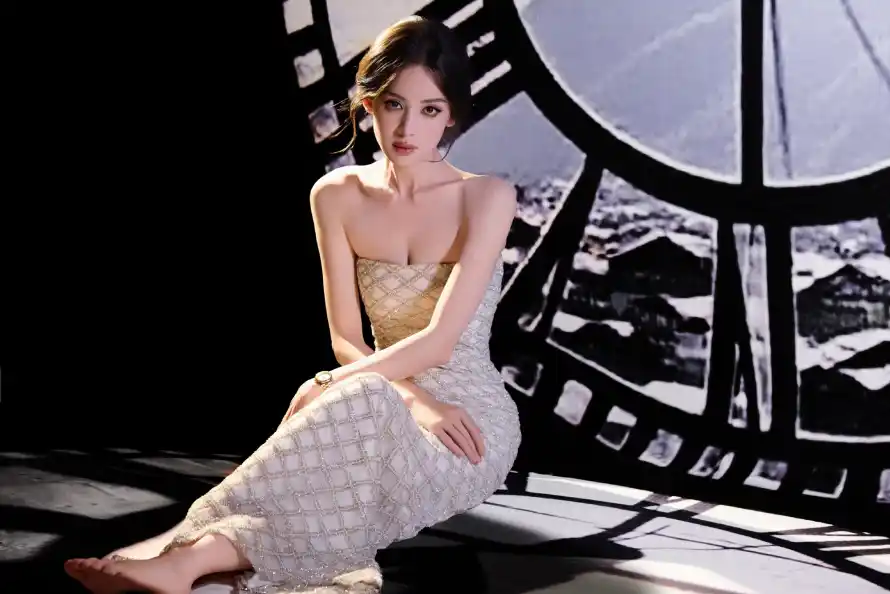 2k坐姿壁纸-礼服 - 女明星-古力娜扎「哲风壁纸」