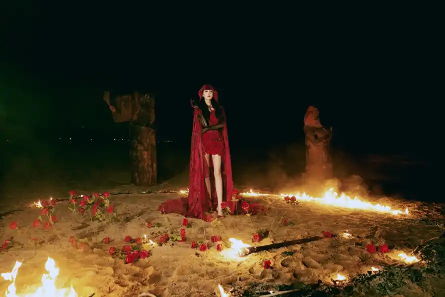 2k夜晚壁纸-沙地 - 火焰-玫瑰「哲风壁纸」