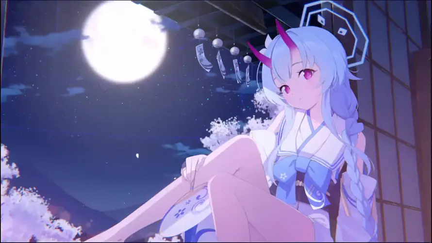 4k原神壁纸-夜晚 - 月亮-樱花「哲风壁纸」