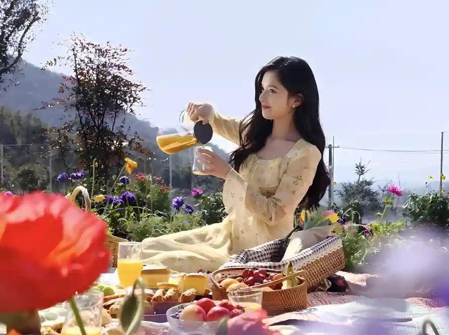 2k花园壁纸-野餐 - 鲜花-张婧仪「哲风壁纸」