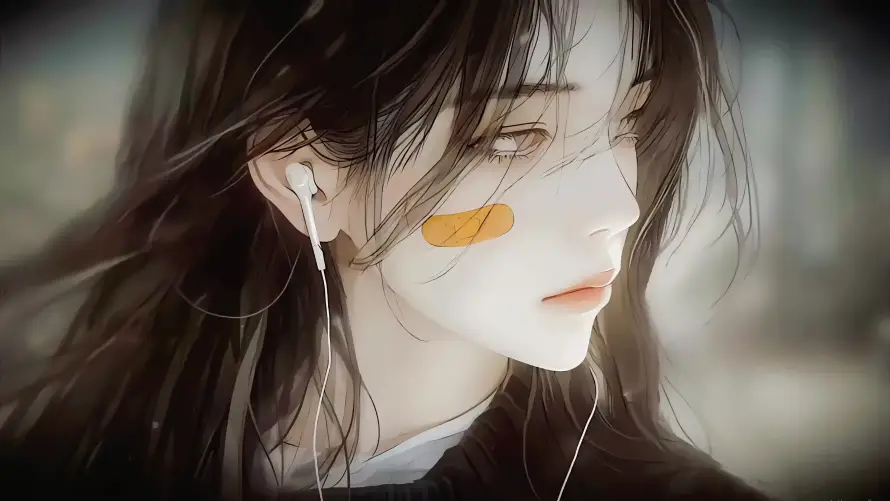 4k侧脸壁纸-动漫 - 简约-耳机「哲风壁纸」
