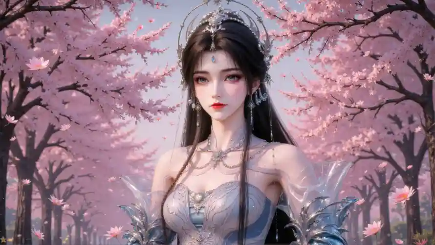 4k樱花壁纸-清漪 - 动漫美女-华丽头饰「哲风壁纸」