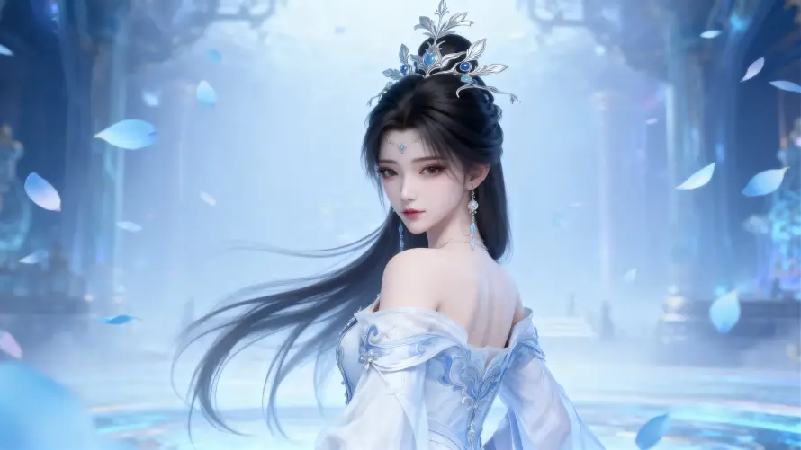 5k仙逆壁纸-梦幻 - 蓝裙-长发「哲风壁纸」