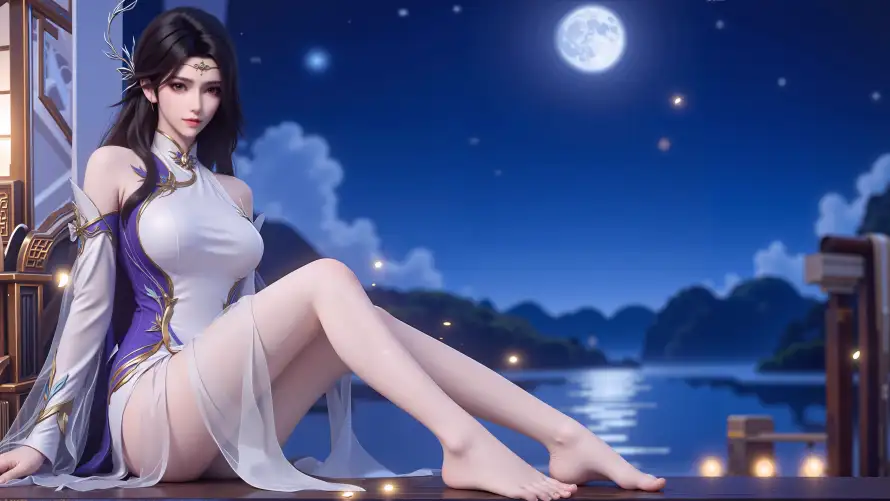 8k夜景壁纸-月亮 - 湖泊-玄衣「哲风壁纸」