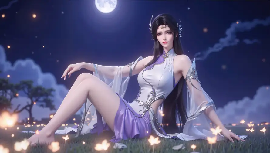 8k夜晚壁纸-月亮 - 玄衣-发光花「哲风壁纸」
