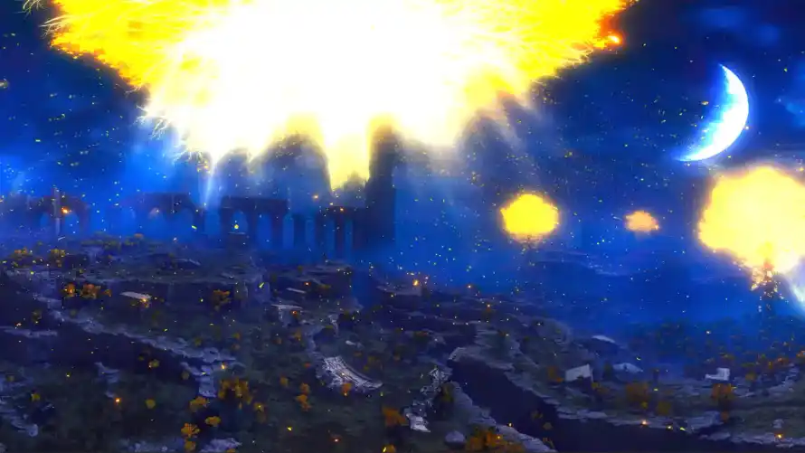 2k夜空壁纸-月亮 - 火光-爆炸「哲风壁纸」