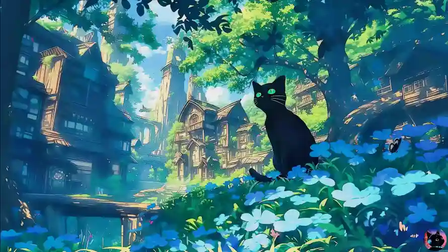 4k小猫壁纸-房子 - 森林-花丛「哲风壁纸」