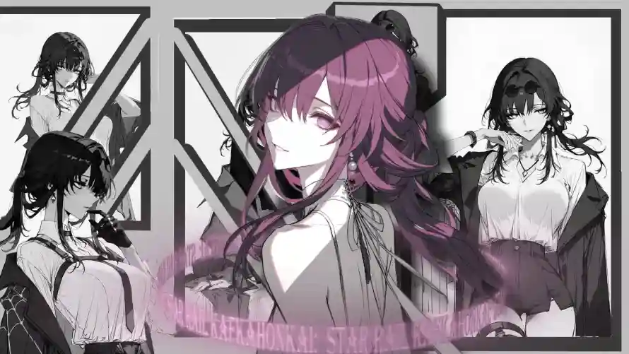 2k二次元壁纸-卡芙卡 - 文字环绕-紫色头发「哲风壁纸」