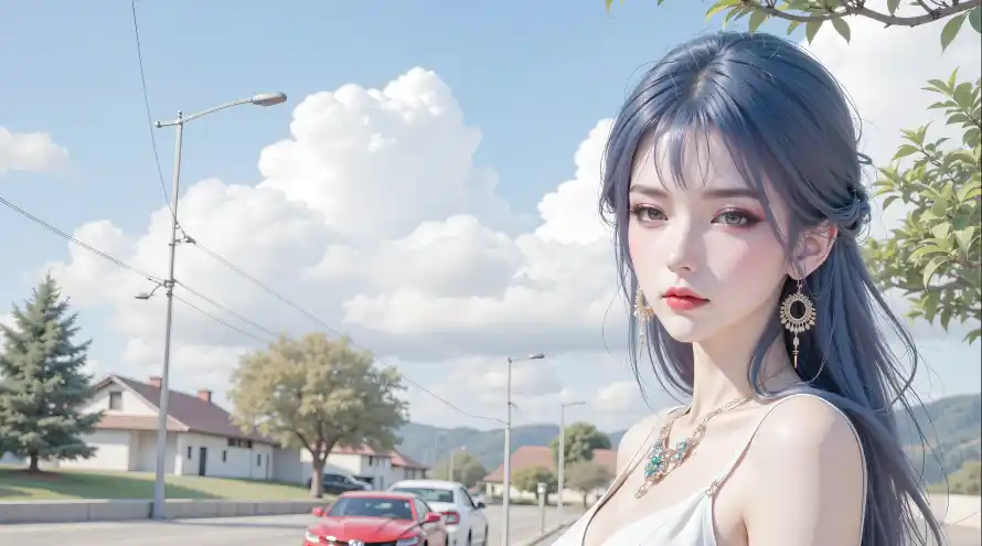 3k天穹壁纸-树木 - 汽车-耳环「哲风壁纸」