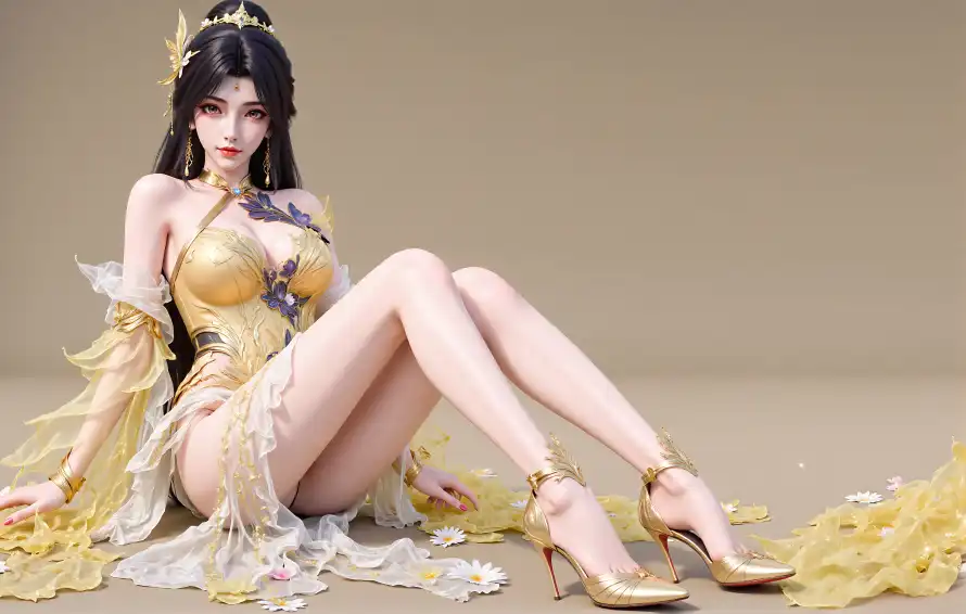 7k王曦壁纸-花瓣 - 高跟鞋-古风美女「哲风壁纸」