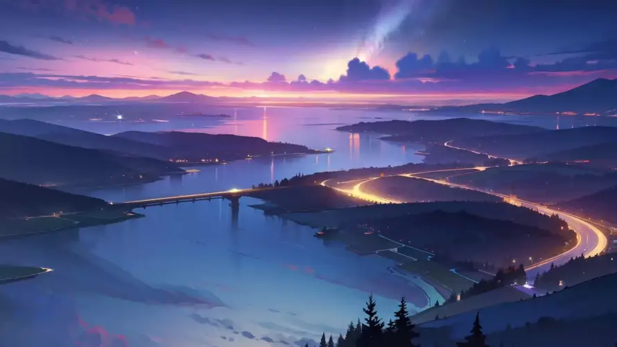 4k公路壁纸-夜景 - 山脉-星空「哲风壁纸」