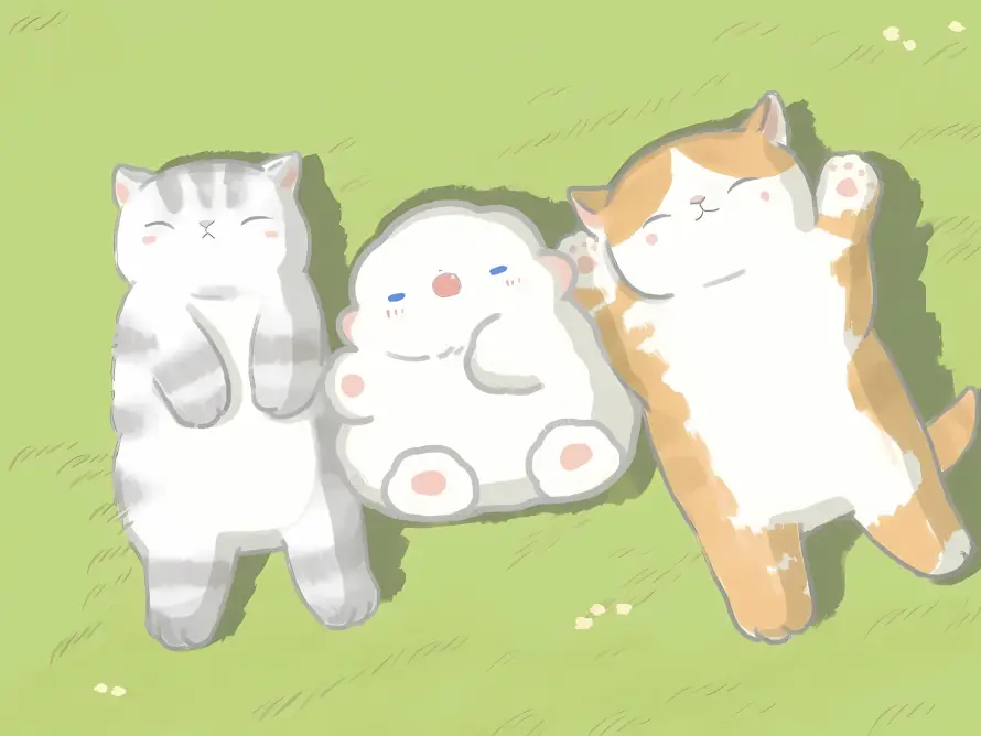 2k卡通壁纸-可爱 - 团子-小猫「哲风壁纸」