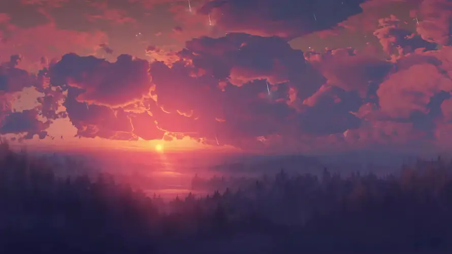 4k云朵壁纸 - 夕阳 - 天空 - 山峦「哲风壁纸」