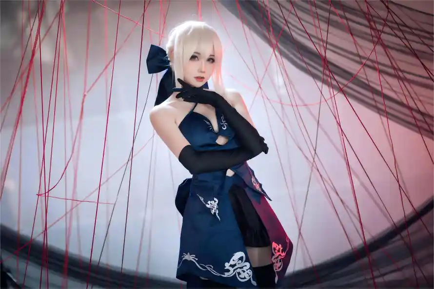 4k美女壁纸 - 蓝裙 - 黑丝 - cos「哲风壁纸」