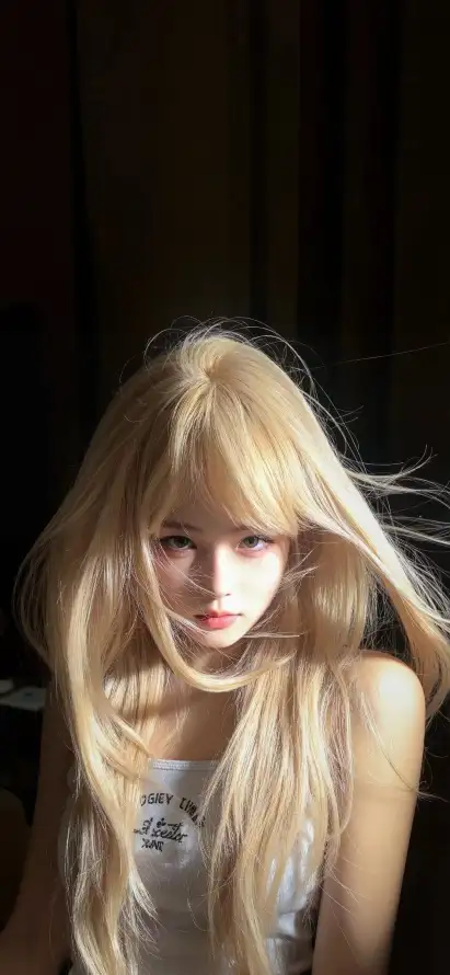 4k暗色壁纸 - 白衣 - 美女 - 金发「哲风壁纸」