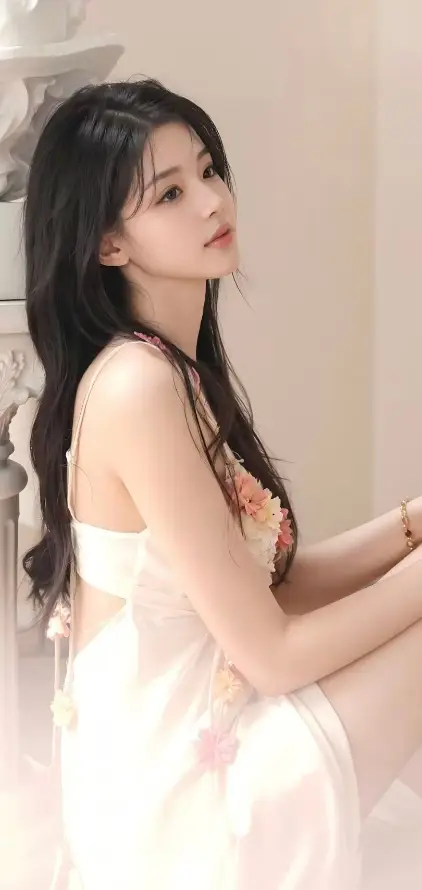 4k清新壁纸 - 美女 - 花裙 - 长发「哲风壁纸」