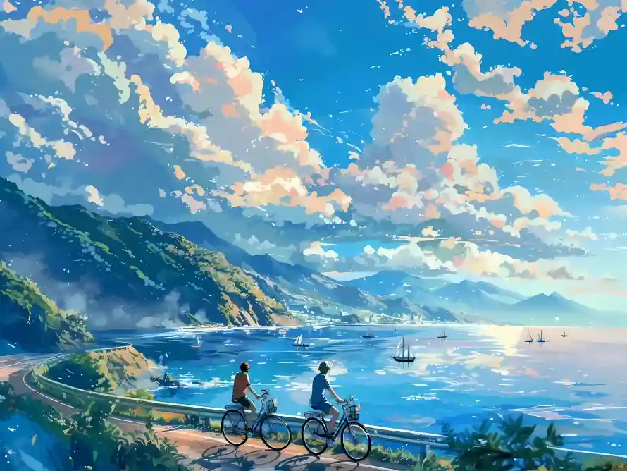2k云朵壁纸-大海 - 山峦-海边「哲风壁纸」