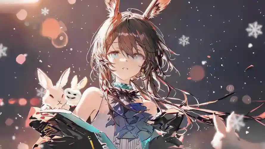 4k光斑壁纸-兔子 - 雪花-兔耳朵「哲风壁纸」